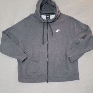 Men's Nike Zip Drawstring Sweater/Hoodie - Gray, Size XL